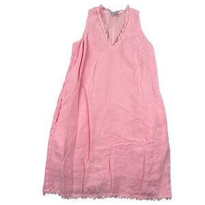 Tommy Bahama Dress Small Pink Two Palms Linen Sleeveless Lined Shift Resort